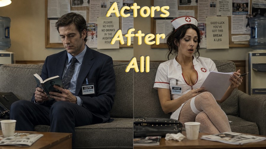 Actors After All — Jonathan and Sara in the casting office waiting room
